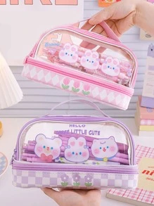 1pc Cartoon Graphic Pencil Bag - Multicolor - View 2