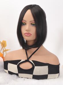 Short Straight Synthetic Hair Bangs - Black - View 3