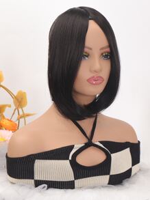 Short Straight Synthetic Hair Bangs - Black - View 5