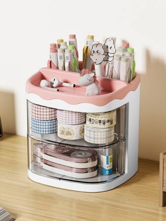 1入組抽屜收納盒小抽屜式辦公桌儲物櫃塑料多層迷你儲物盒家用文具收納盒辦公用品收納盒