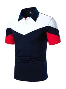 男士撞色POLO衫 - 彩色 - 查看 1
