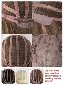 1個合成高溫捲曲棕色假髮,長22英寸,由纖維製成,適合日常使用,自然逼真的假髮。