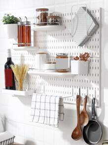 1pc Plastic Pegboard Display, White Pegboard Organizer For Kitchen - White - View 2