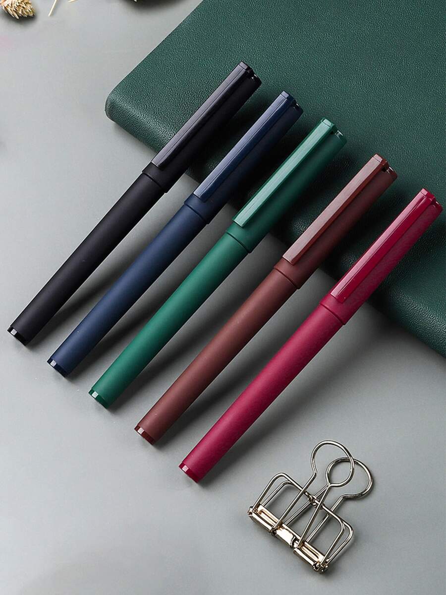 5 piezas Pluma de gel de color mixto - Negro - Ver 1