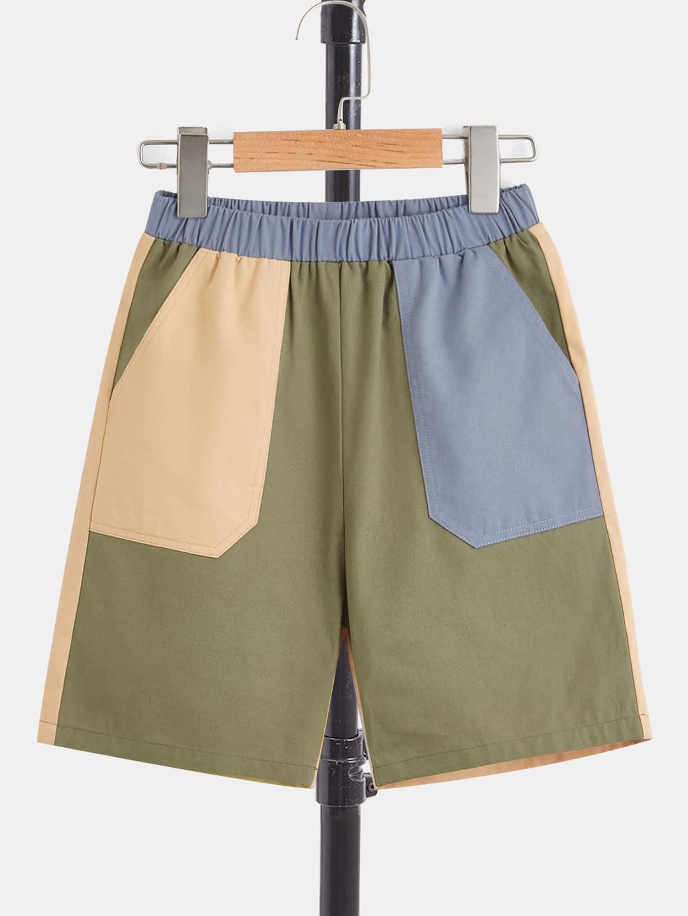 SHEIN Boys Colourblock Slant Pocket Shorts - Multicolor - View 1