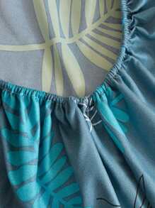 Họa Tiết Lá Trang Bị Tấm Vải Hiện Đại Trang Bị Tấm Cho Giường Tất Cả Các Mùa - Màu xanh lam - Xem 5