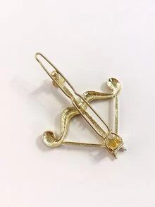 Rhinestone Decor Minimalist Hair Clip - Gold - View 2