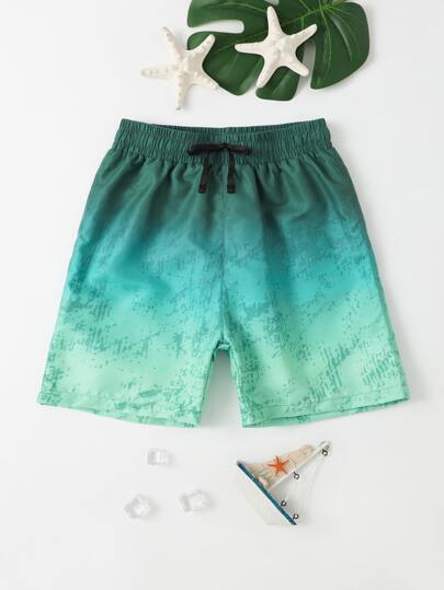 SHEIN Tween Boy Ombre Tryck Dragsko i Midjan Badshorts