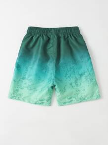 Tween Boy Ombre Print Drawstring Waist Swim Shorts Summer Holiday