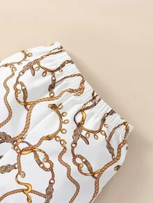 男嬰錬條圖案襯衫和短褲 - 白色 - 查看 5