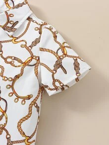 男嬰錬條圖案襯衫和短褲 - 白色 - 查看 6