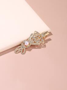 Pinza de pelo de cocodrilo con diseño de diamante de imitación y perla artificial - Multicolor - Ver 3