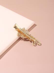 Pinza de pelo de cocodrilo con diseño de diamante de imitación y perla artificial - Multicolor - Ver 2