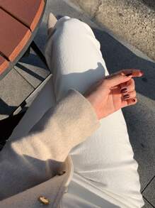 DAZY Solid Straight Leg Cropped Jeans - Beige - View 6