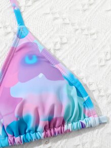 SHEIN Teen Girls Floral Bikini Set With Cover Up Set Summer Beach - Multicolor - View 4