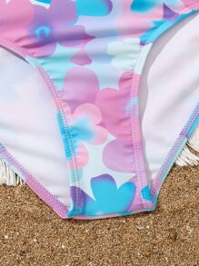 SHEIN Teen Girls Floral Bikini Set With Cover Up Set Summer Beach - Multicolor - View 5