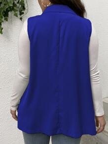 SHEIN Clasi Plus Double Breasted Vest Blazer - Royal Blue - View 2