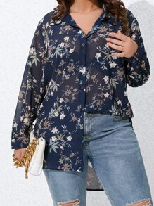 EMERY ROSE Camisa con estampado floral con botón delantero - Multicolor - Ver 4