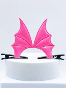 2pcs Bat Wing Decor Hair Clip - Hot Pink - View 1