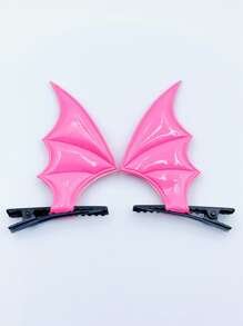 2pcs Bat Wing Decor Hair Clip - Hot Pink - View 2