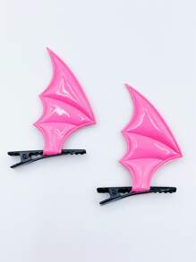 2pcs Bat Wing Decor Hair Clip - Hot Pink - View 3