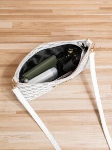 Metal Decor Geometric Print Square Bag - White - View 4
