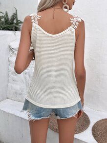 EMERY ROSE Appliques Waffle Knit Tank Top - Apricot - View 2