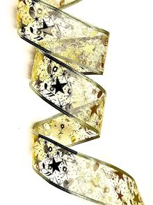 1 rollo poliéster regalo de color metálico con patrón de estrella cinta para de fiesta de cumpleaños - Multicolor - Ver 1