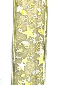 1 rollo poliéster regalo de color metálico con patrón de estrella cinta para de fiesta de cumpleaños - Multicolor - Ver 3
