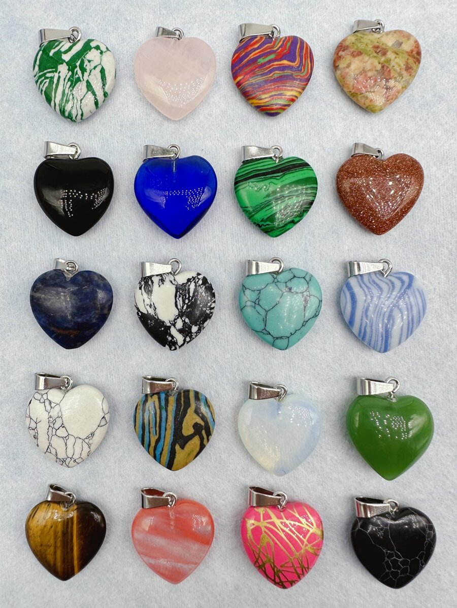 20 cái/bộ Mặt dây chuyền hình trái tim DIY cho ngày lễ tình nhân - Nhiều màu - Xem 1