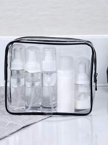 1pc PVC Travel Storage Bag, Simple Clear Travel Toiletry Bag For Toiletry, Makeup, Cosmetics Storage,Boho Vibes,For Holiday Beach, Bathroom Collection, Bedroom Collection, Large Capacity - Multicolor - View 5