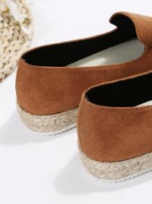 女士編織平底仿麂皮一腳蹬度假平底樂福鞋 - 棕色 - 查看 3