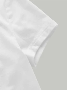 SHEIN MOD Chữ & Bướm Đã vá Mùa hè NỮ Dễ thương Áo thun - trắng - Xem 4