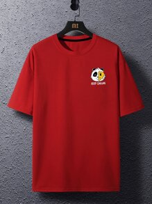 Manfinity Homme Men Plus Cartoon & Slogan Graphic Tee - Red - View 6