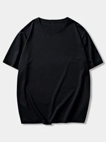 ROMWE MEN Street Life 男士标语和向日葵印花 T 恤，学校 - 黑色 - 查看 2