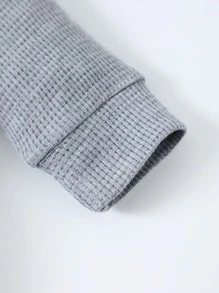 SHEIN Playful Pals 男婴童華夫格編織連身褲 - 灰色 - 查看 5