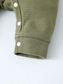 SHEIN Playful Pals 男婴童華夫格編織連身褲 - 軍綠色 - 查看 5