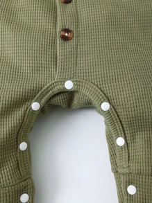 SHEIN Playful Pals 男婴童華夫格編織連身褲 - 軍綠色 - 查看 7