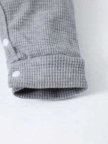 SHEIN Playful Pals 男婴童華夫格編織連身褲 - 灰色 - 查看 7