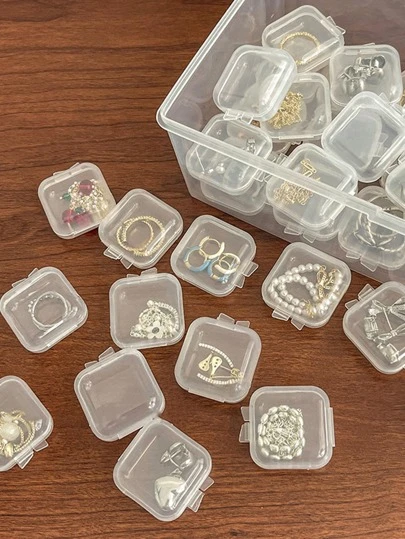 5/10/20/30/40/50/60/80/100PCS Transparent Jewelry Storage Boxes, Earplug Containers