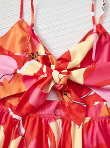 SHEIN VCAY Floral Print Twist Front Cami Dress - Multicolor - View 6