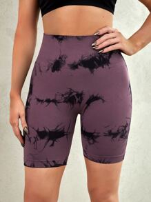 Core Rhythm 扎染宽腰运动短裤女士运动短裤、健身短裤、骑行短裤 - 彩色 - 查看 3