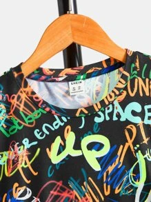 SHEIN Boys Reflective Letter Graphic Tee - Multicolor - View 4