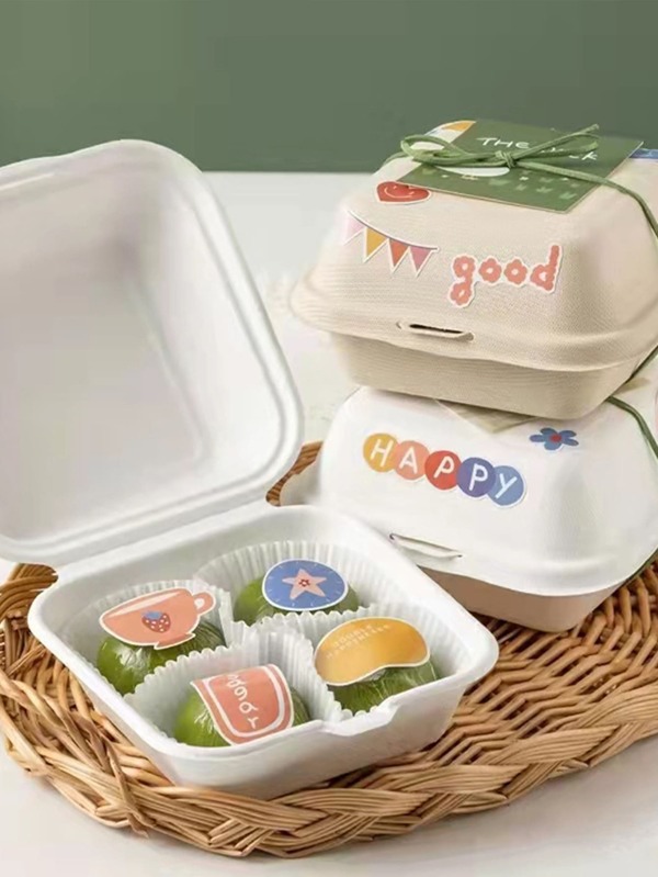 50pcs Paper Cake Packaging Box, Minimalist Disposable Packaging Box For