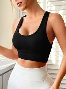 Easithlete Crisscross Backless Sports Bra - Black - View 4