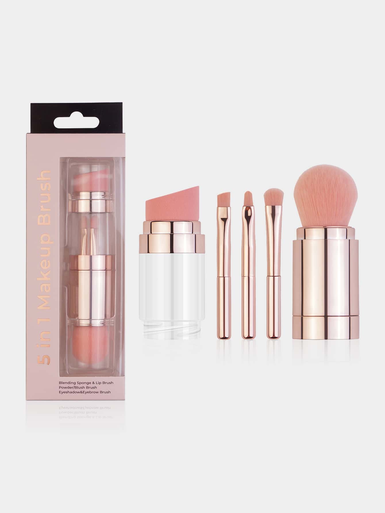 5 In 1 Makeup Brush With Storage Box , Travel Essentials,Brush Set,Makeup Brush Kit,Make Up Brush Set,Make Up Set Complete,Makeup Brush Set,Complete Makeup Kit,Brush Kit,Brushes Makeup Set,Makeup Gift Set,Set - Rose Gold - View 1