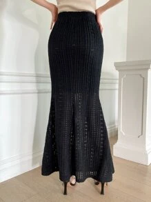 DAZY Chân váy đuôi cá cạp cao - màu đen - Xem 2