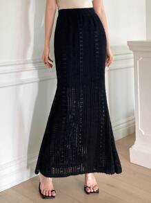 DAZY Chân váy đuôi cá cạp cao - màu đen - Xem 3