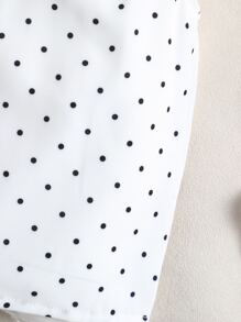 Baby Girl Polka Dot Print Ruffle Trim Bow Front Blouse - White - View 3