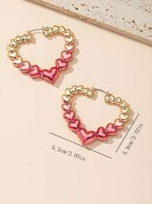 Bông tai Hoop thiết kế trái tim - Nhiều màu - Xem 3